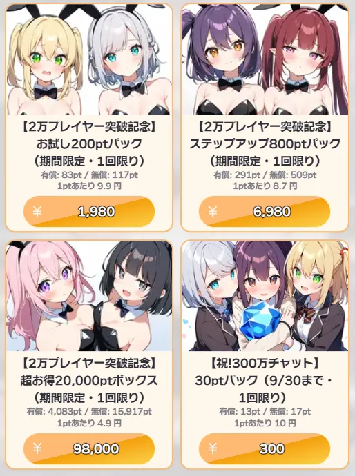 2万人突破記念MPパックを追加しました